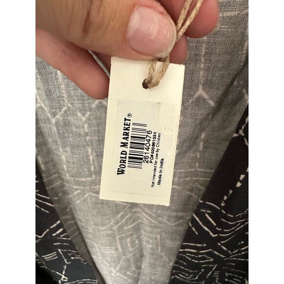 NWT World Market Boho One Size Open Front 3/4 Sleeve Printed Duster in Navy - Picture 5 of 6